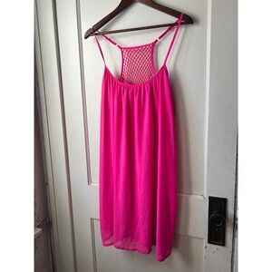 Hot Pink Mesh Back Racerback Mini Dress‎ Women's